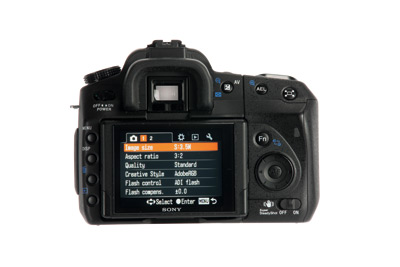 Sony Alpha DSLR A350 back