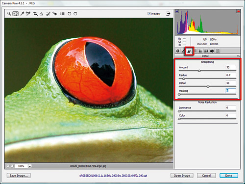 Sharpening in Adobe Camera Raw