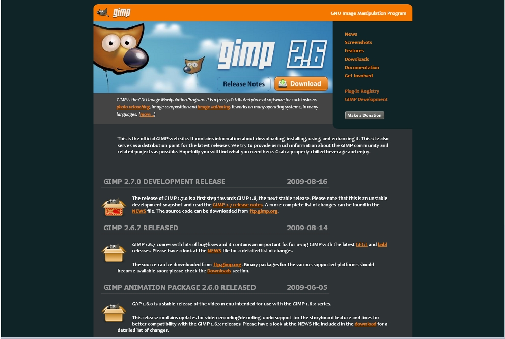 GIMP website