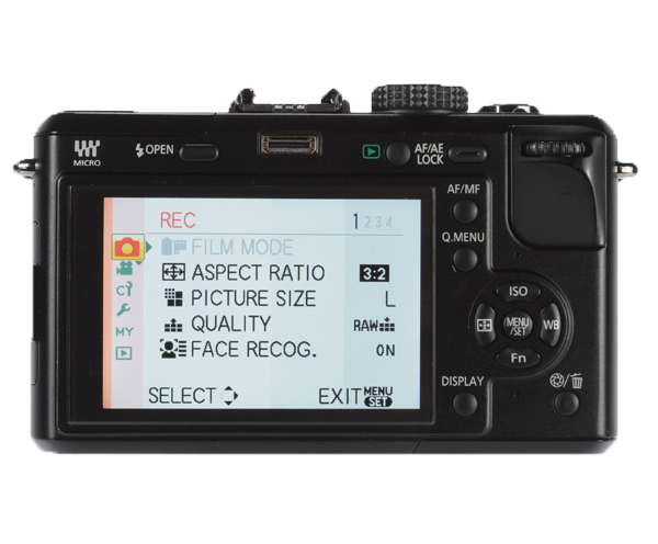 GF1 vs E-P2: GF1 rear product image