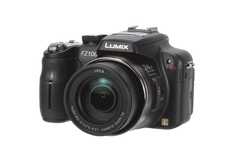Panasonic Lumix FZ100 product shot front side angle