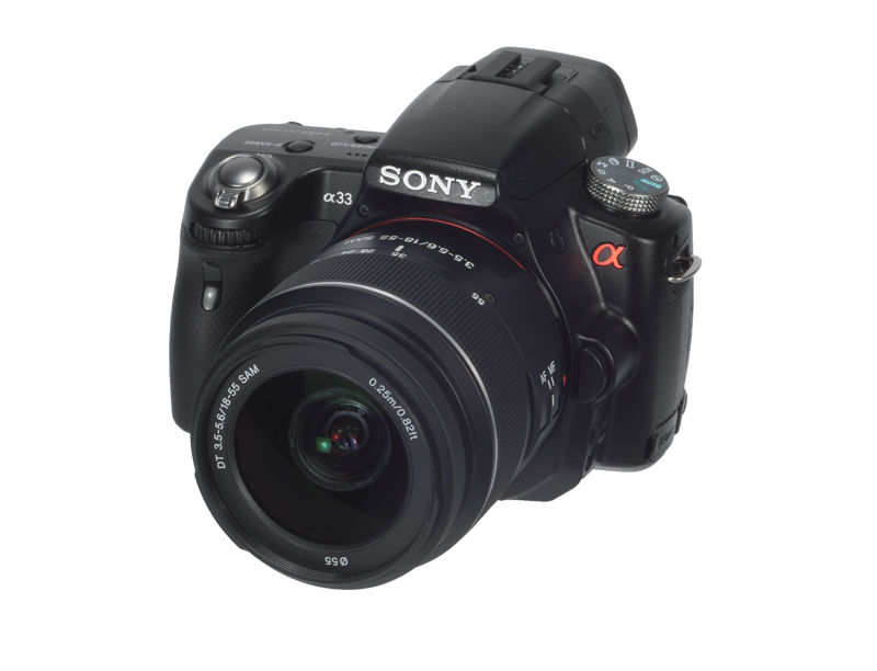Sony Alpha SLT-A33 product shot front angle