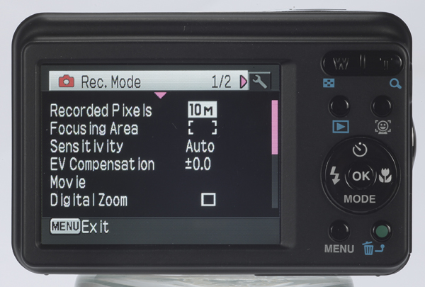 Pentax Optio E90 product image - back view