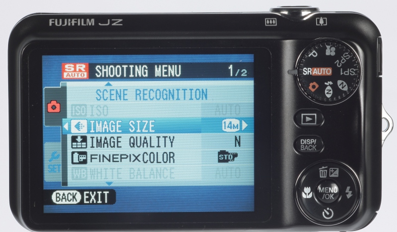 Fujifilm Finepix JZ500 product shot - back