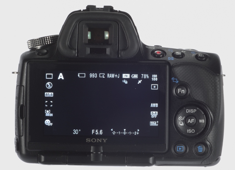 Sony Alpha A55 product shot - LCD