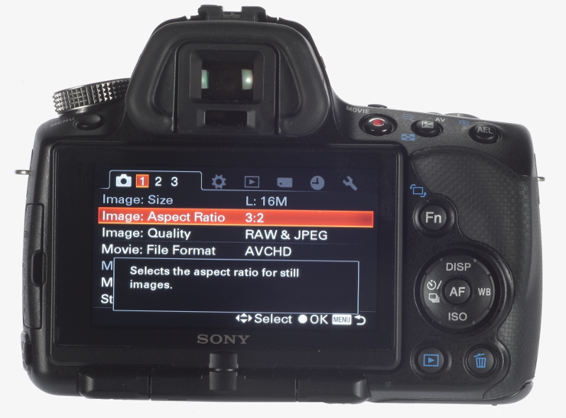 Sony Alpha A55 product shot - LCD