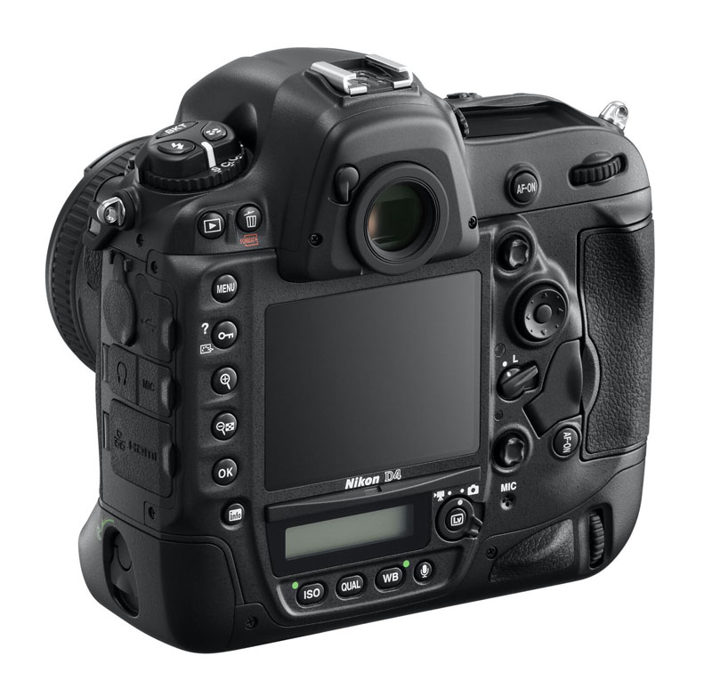 Nikon D4 rear three quarter product shot