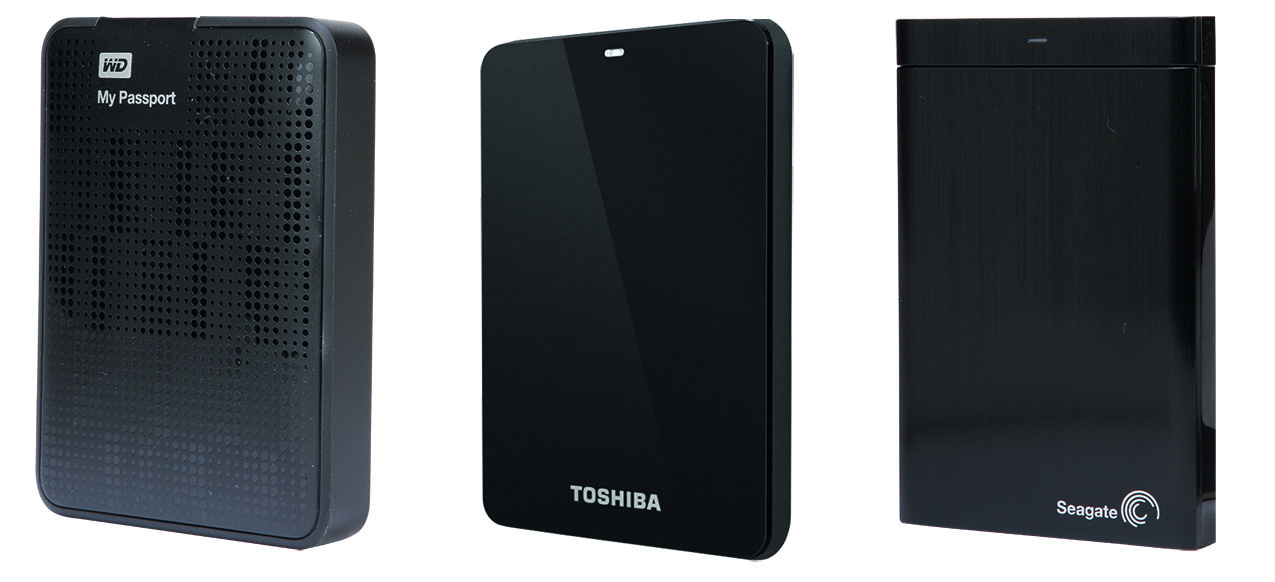 Western Digital My Passport, Toshiba Stor.e Basics, Seagate Backup Plus Portable hard drives